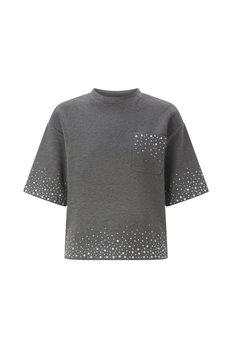 Scuba T-Shirt with Strass Appliaction