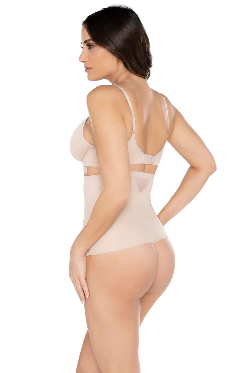 Miraclesuit Shapewear - Sexy transparenter Tanga mit hoher Taille, warmes Beige