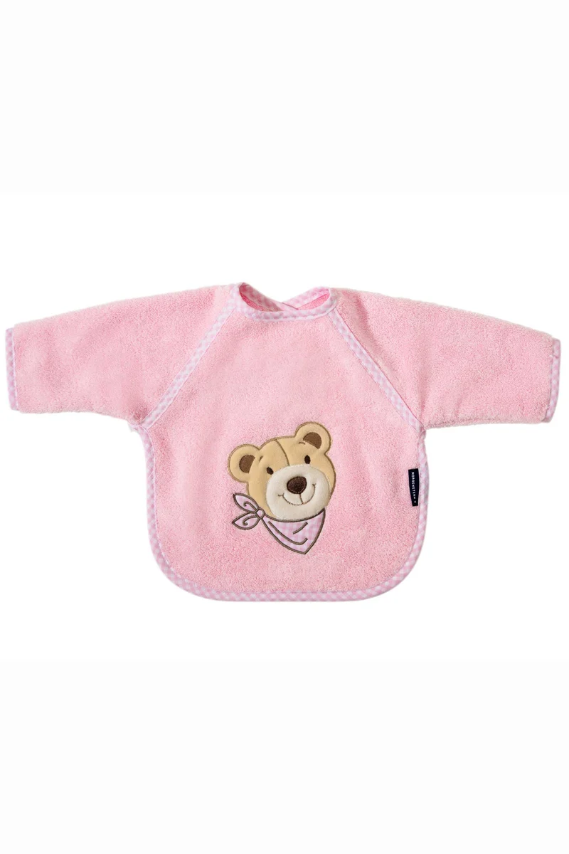 Morgenstern Lätzchen mit Arm Bär, Luxus Baumwolle, rosa