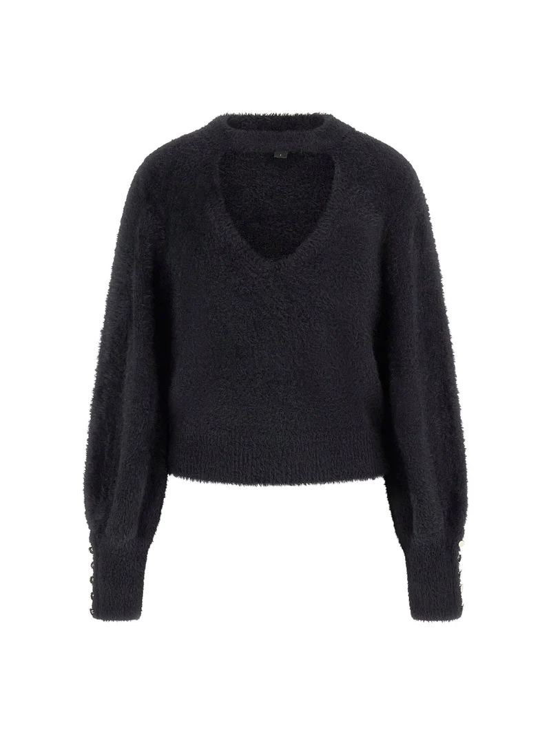 LS MN YUKI FUZ CUT-OUT SWEATER