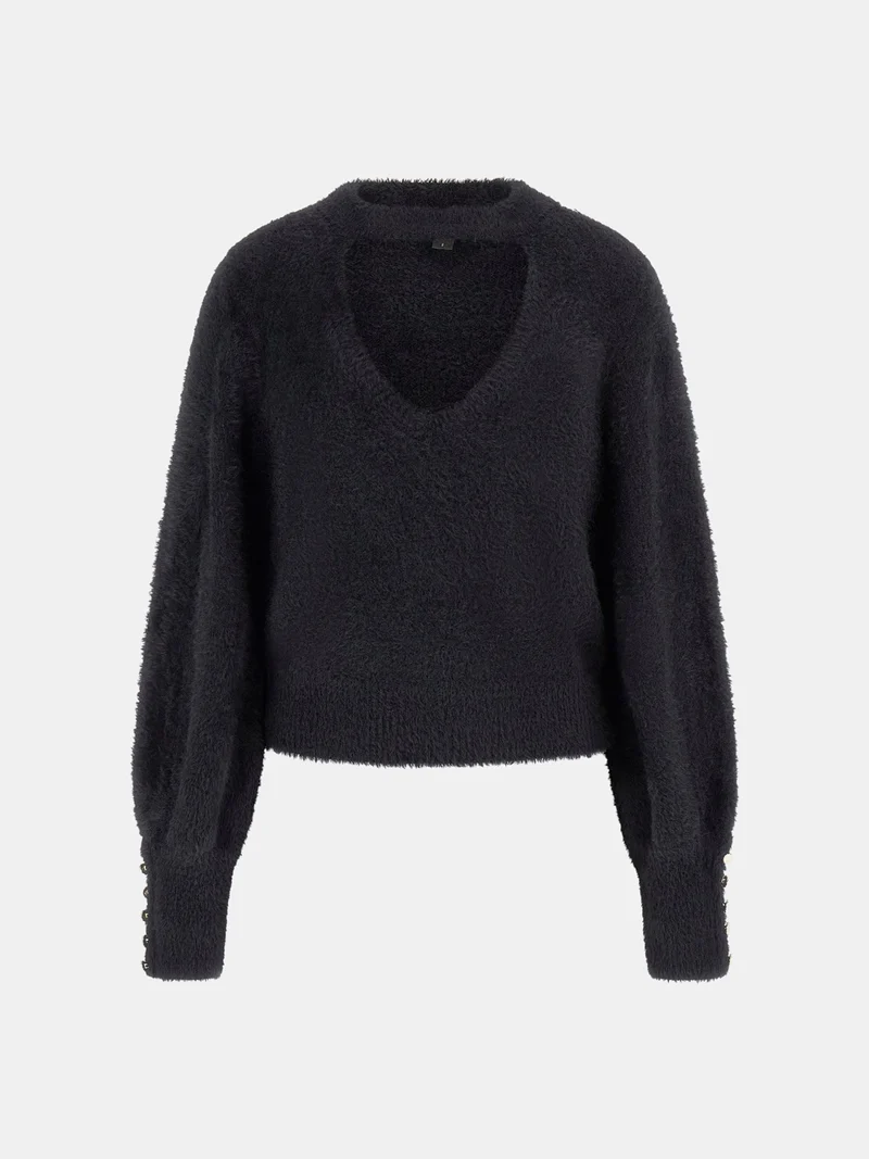 LS MN YUKI FUZ CUT-OUT SWEATER