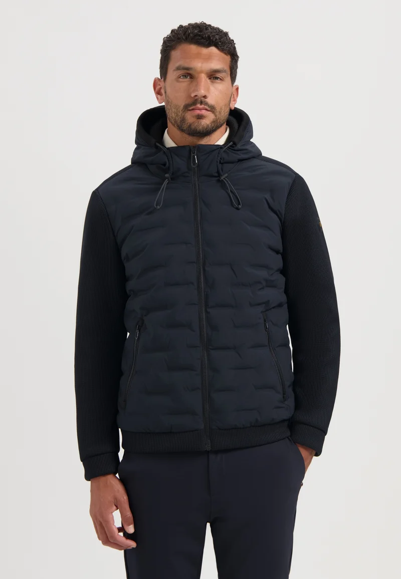 Jacket Short Fit Sealed Hooded Knitted Mix