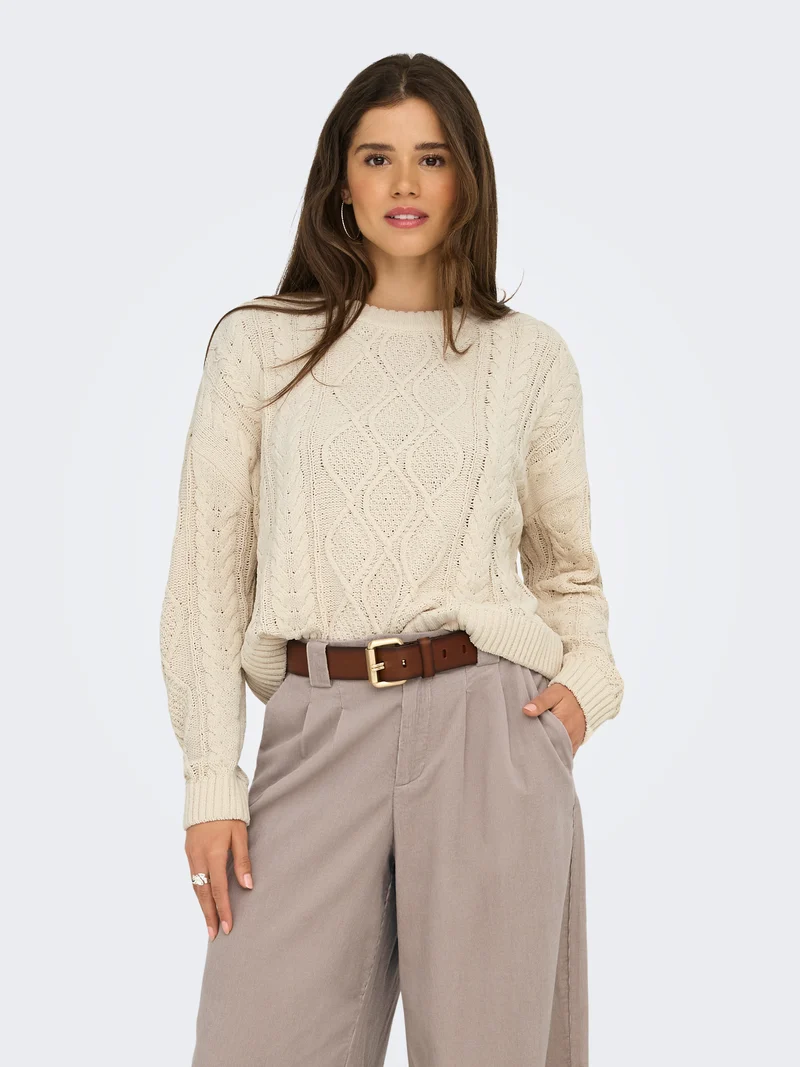 ONLELLY LIFE LS CABLE O-NECK CC KNT