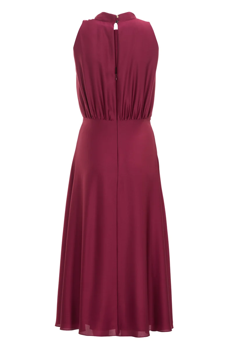 Midi Kleid aus Satin mit Drapierung am Kragen