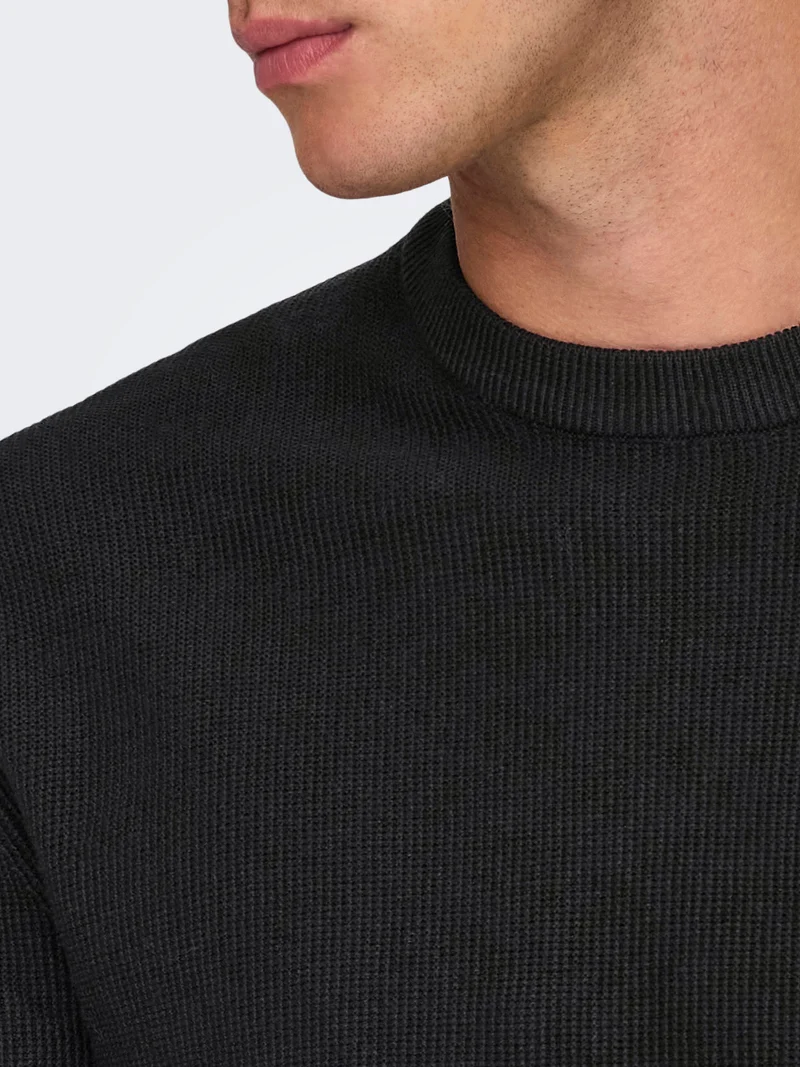 ONSTONY DS 12 LS WAFFLE CREW KNIT NOOS