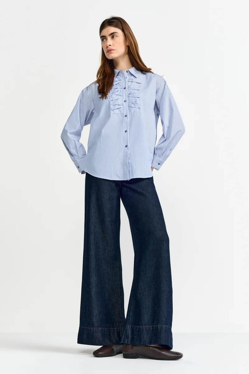 Cotton Striped Blouse with Details