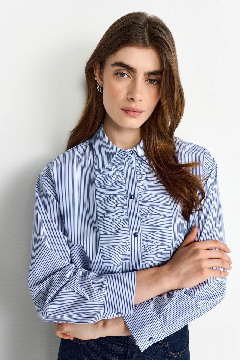 Cotton Striped Blouse with Details