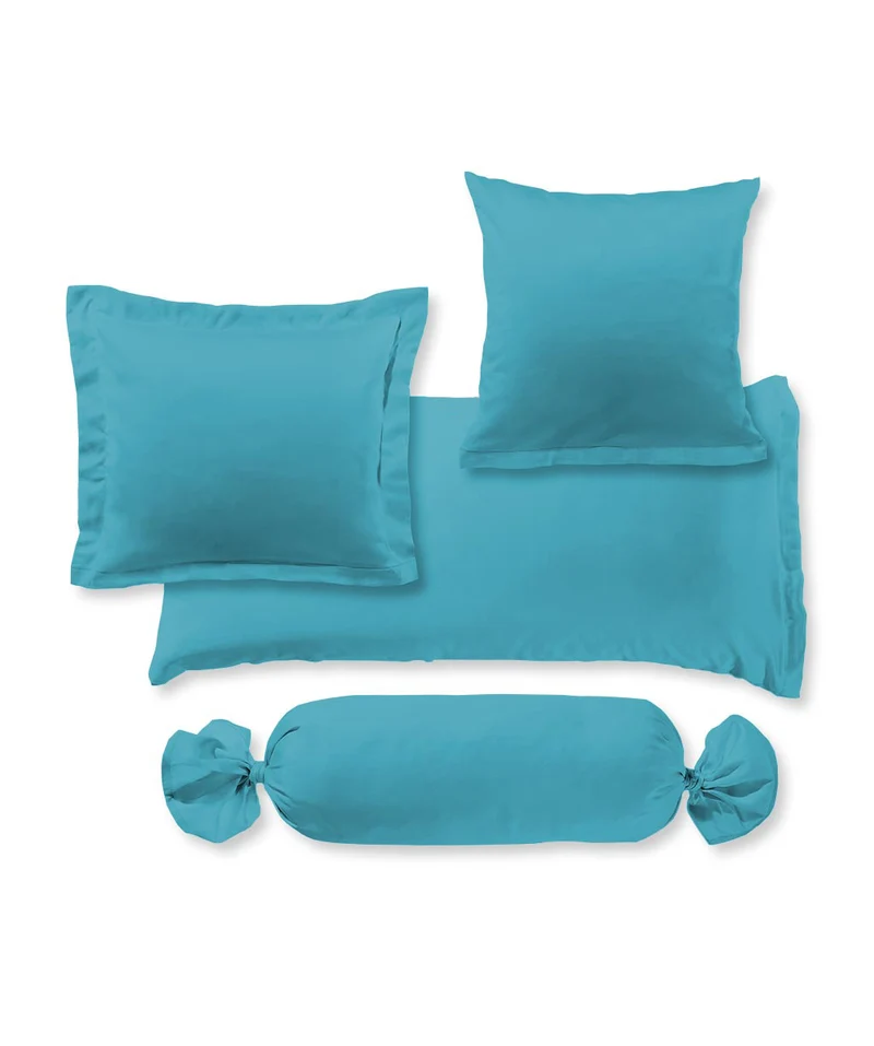 G-009100 | colours | fleuresse | Seidig glänzende Mako Satin Bettwäsche blau | 6066 PETROL | 100% Baumwolle | 4043202303780