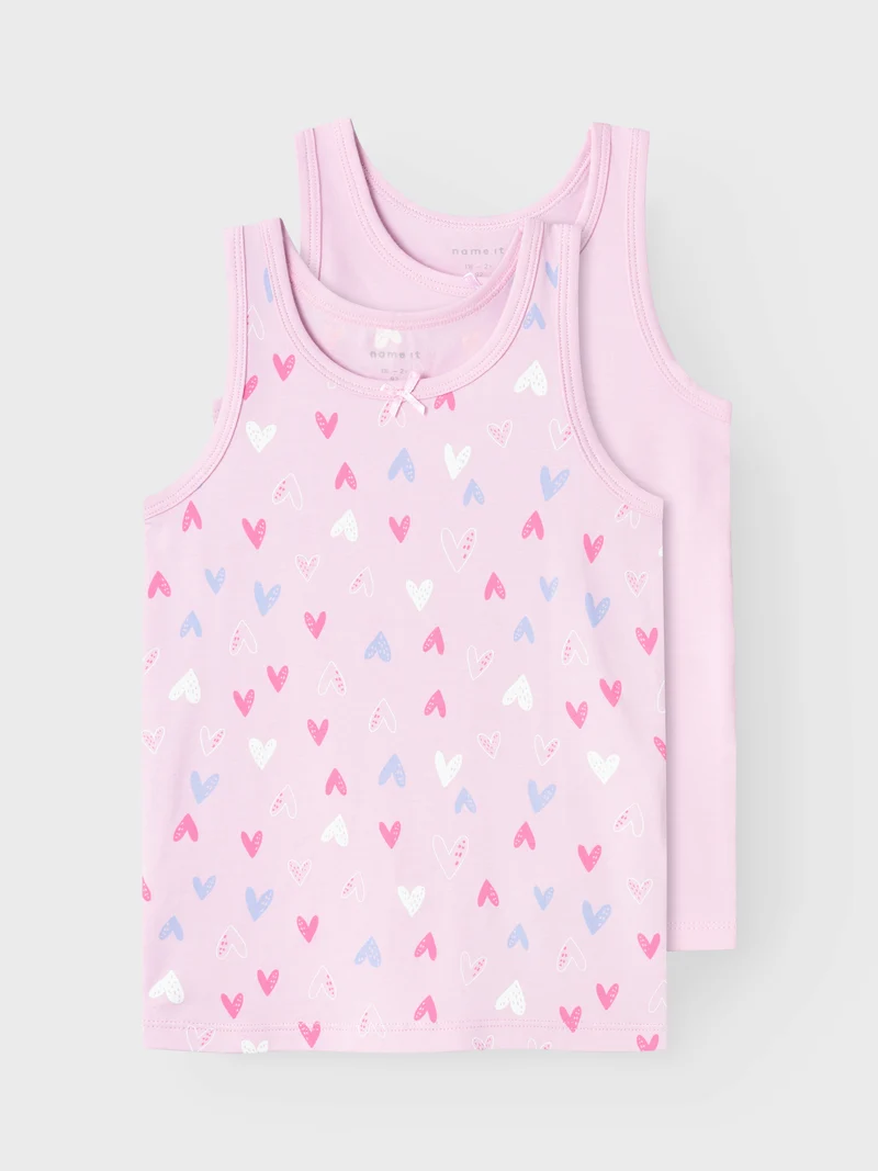 NMFTANK TOP 2P PINK HEARTS NOOS