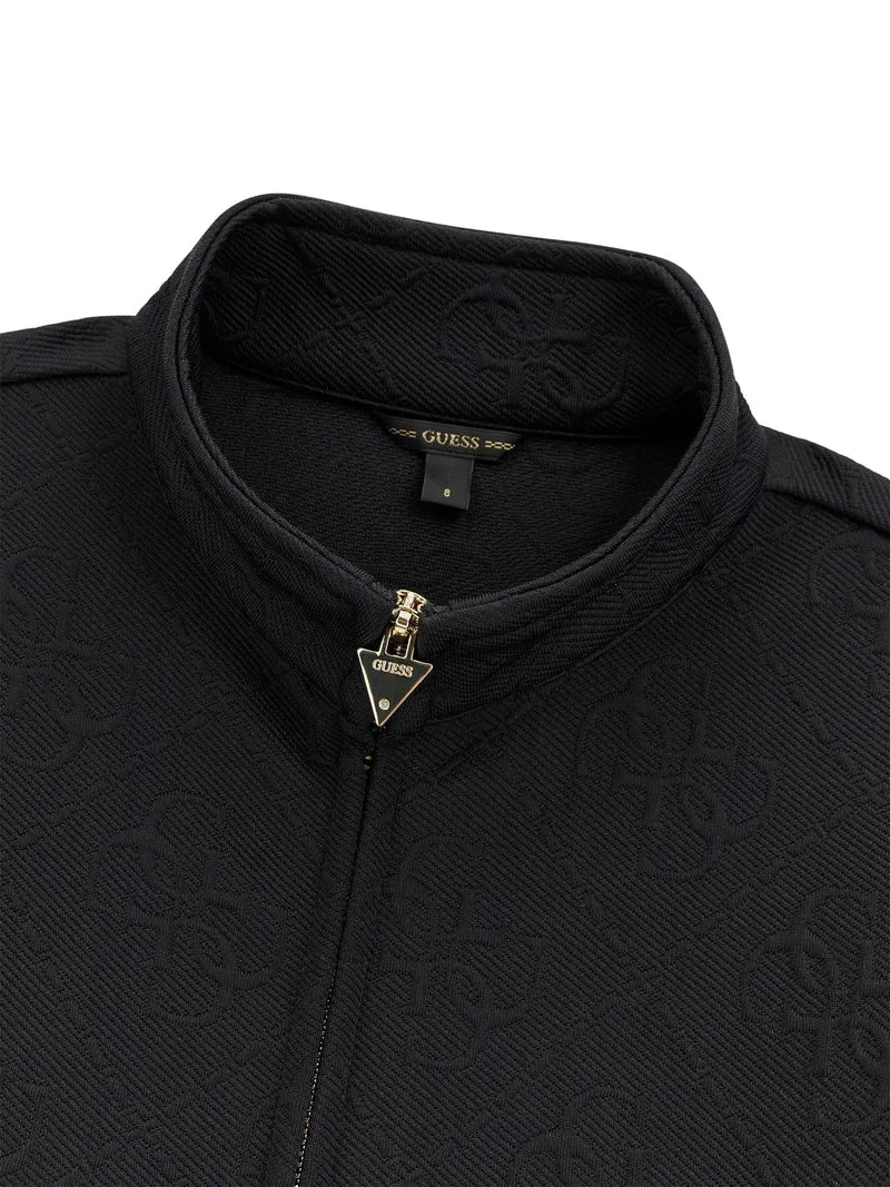 JACQUARD LS ACTIVE TOP W/ZIP