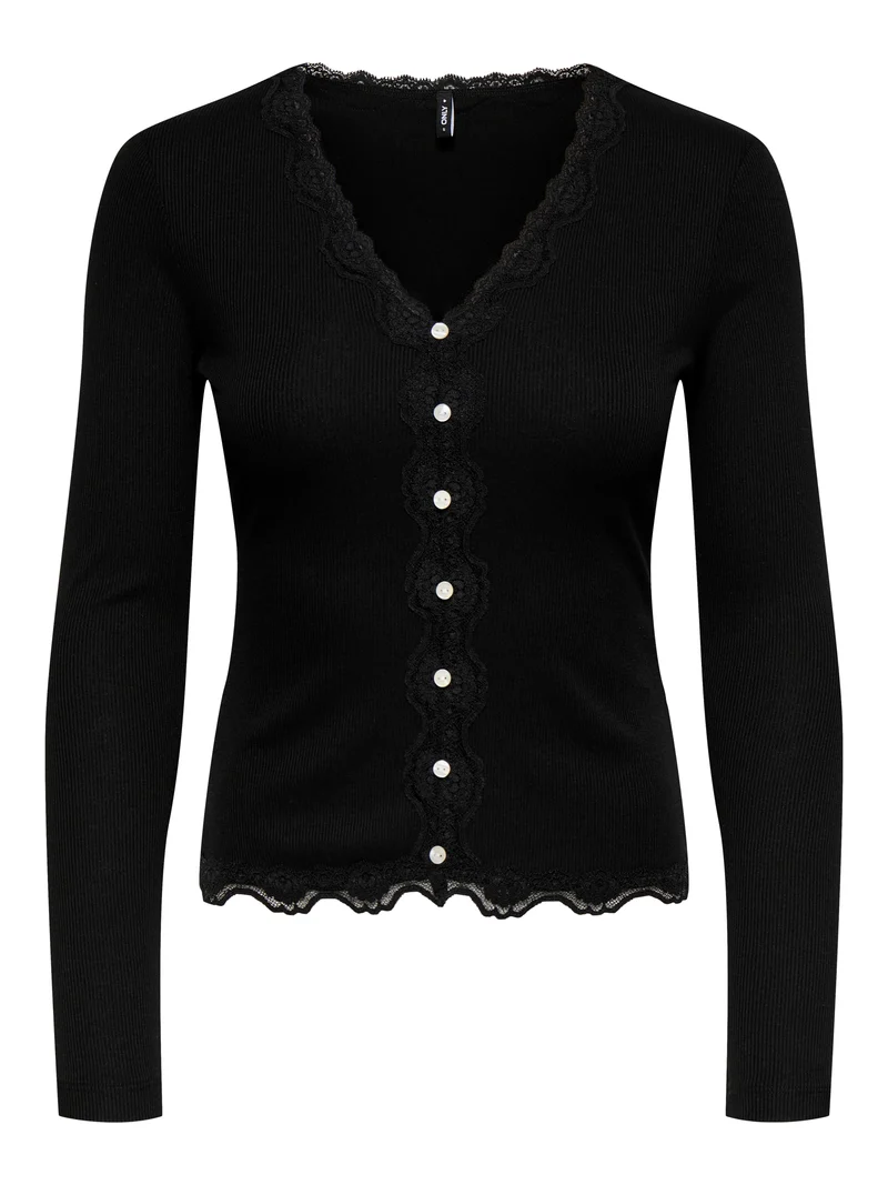 ONLENEA L/S LACE MIX PLACKET TOP JRS