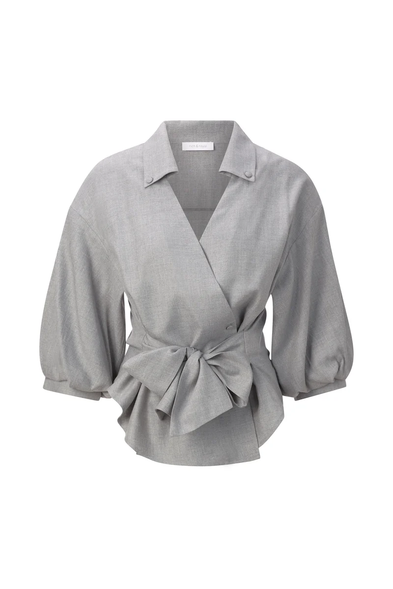 Flanel Blouse with Puffed Sleeves