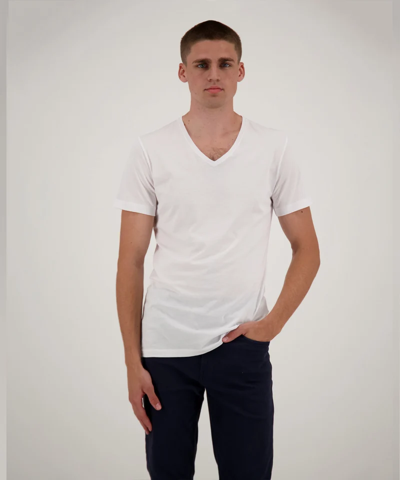 2 T-Shirt Doppelpack Bodyfit mit V-Ausschnitt