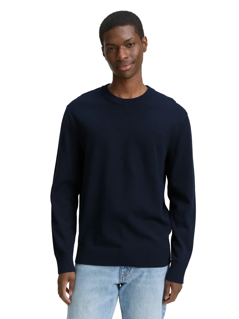 Basic Strickpullover aus Baumwolle