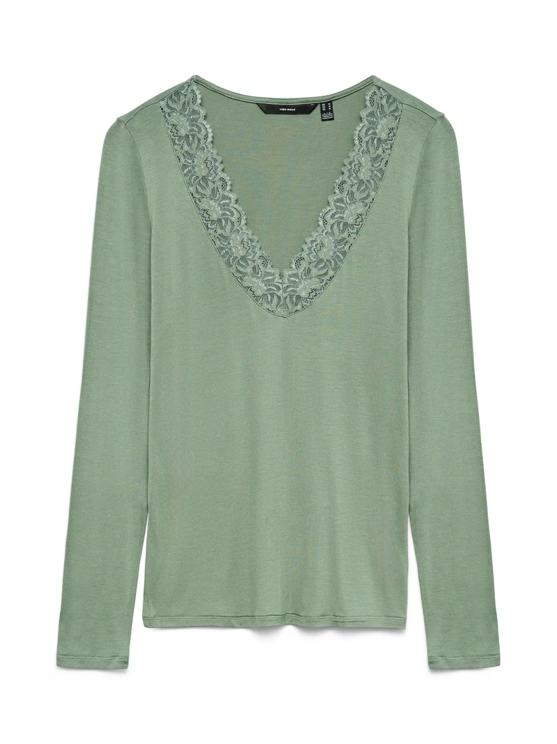 VMROSA LS V-NECK LACE TOP GA JRS NOOS