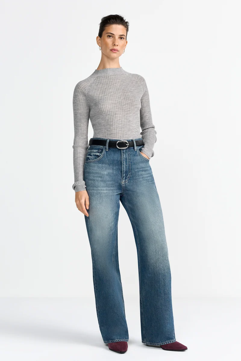 Merino Rib Mock-neck