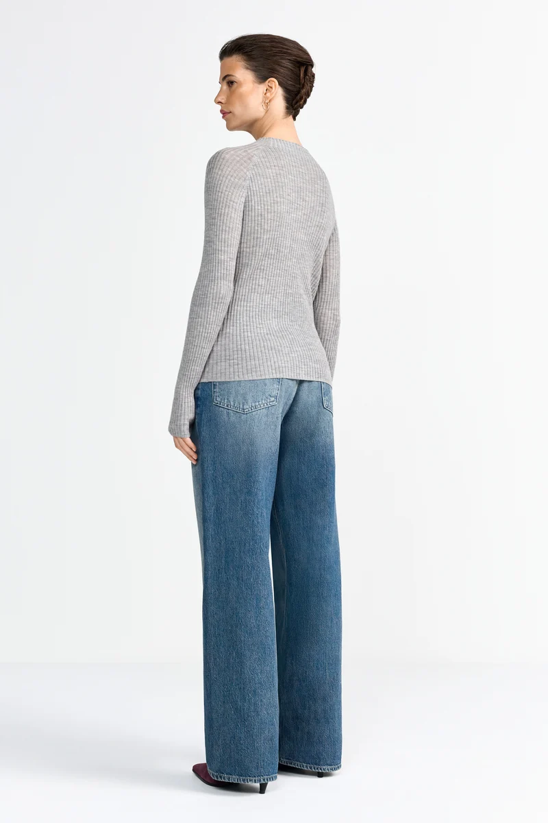 Merino Rib Mock-neck