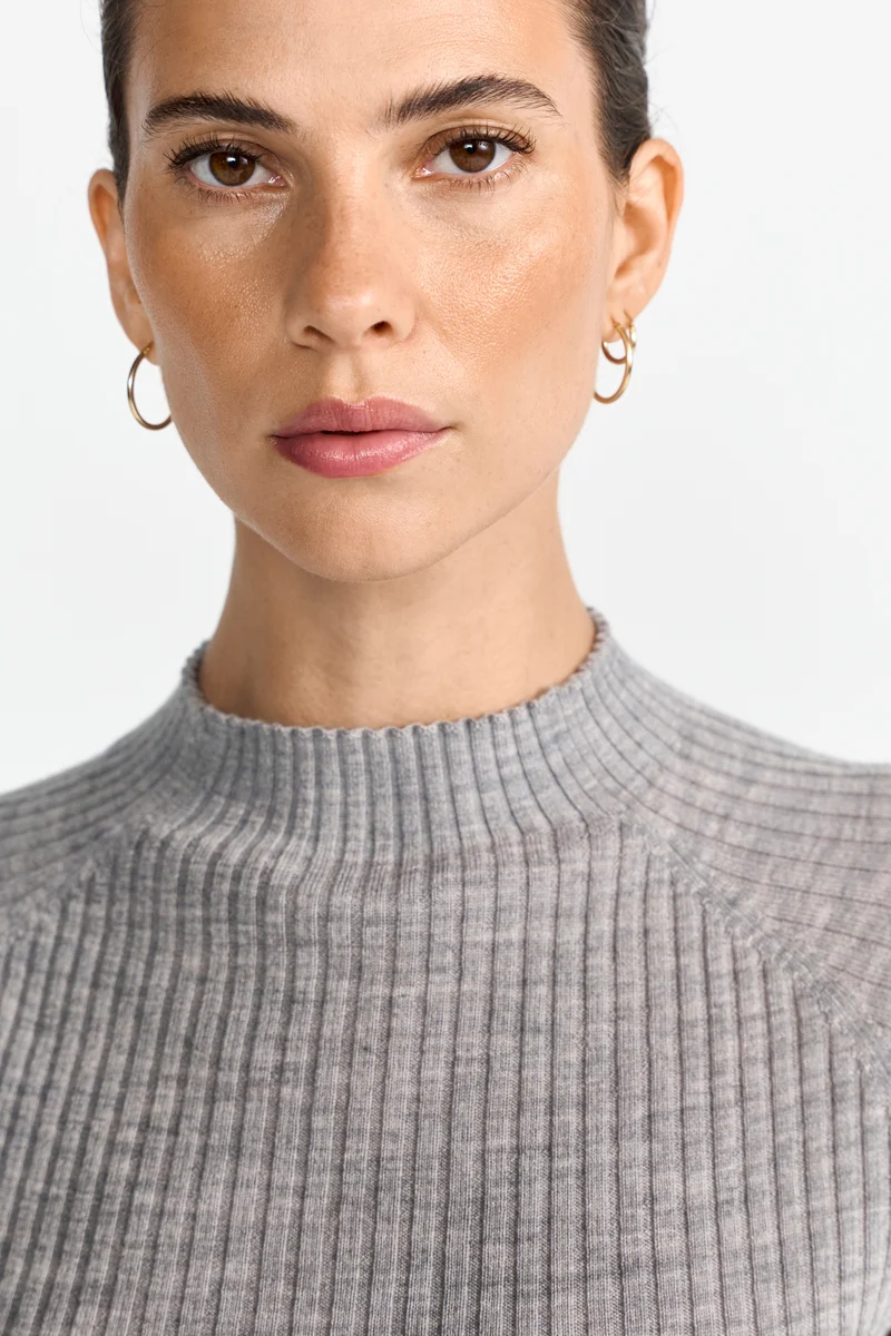Merino Rib Mock-neck