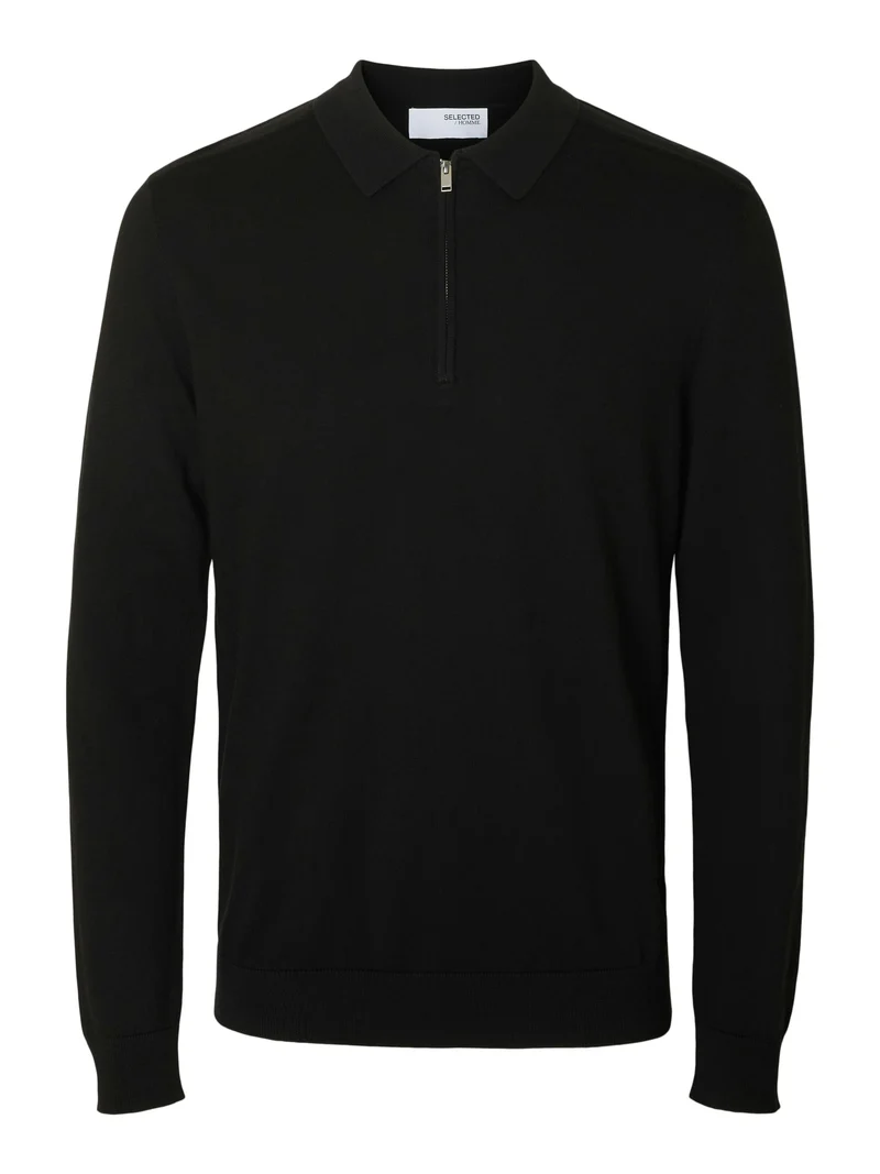 SLHBERG LS HALF ZIP POLO NOOS