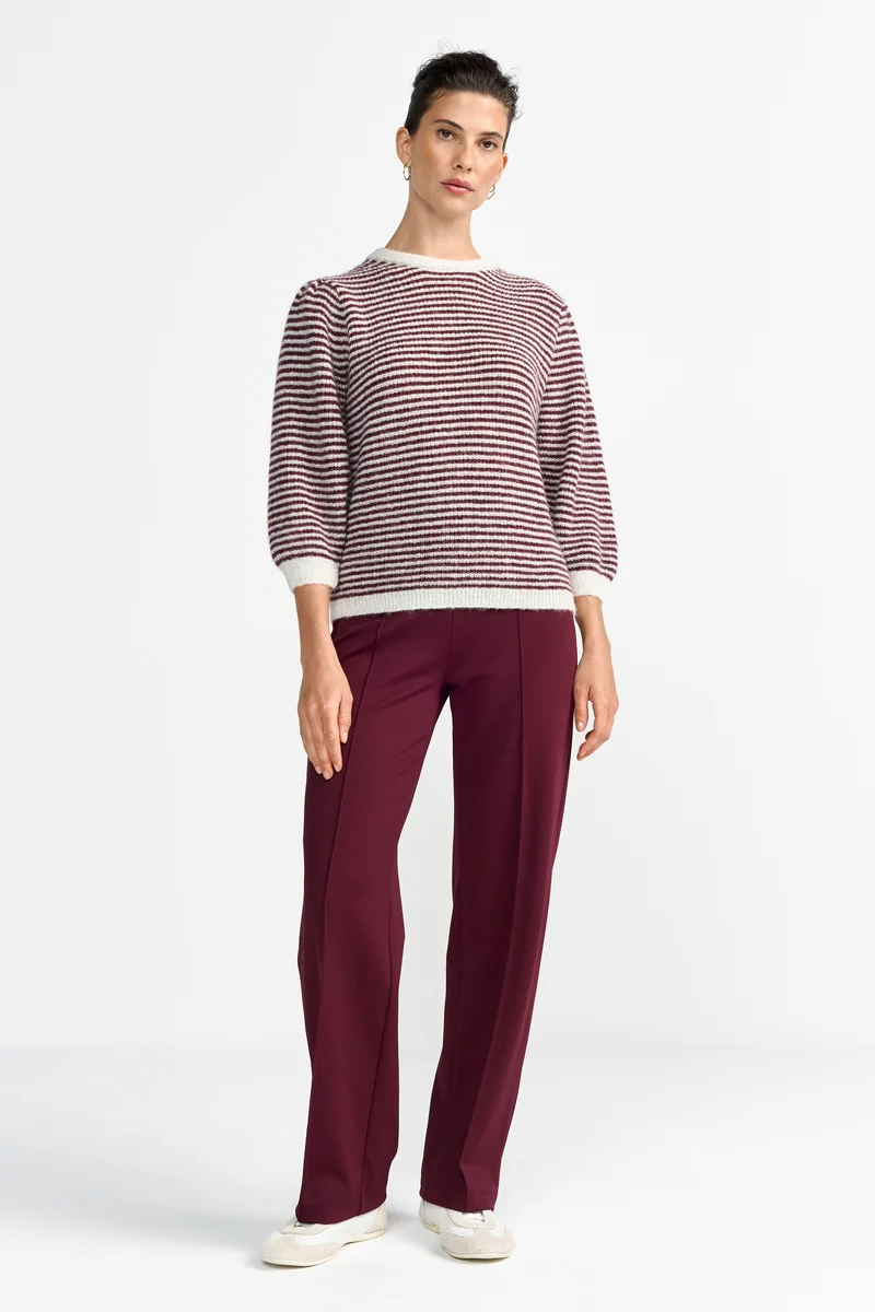Striped Crew Puff Sleeves