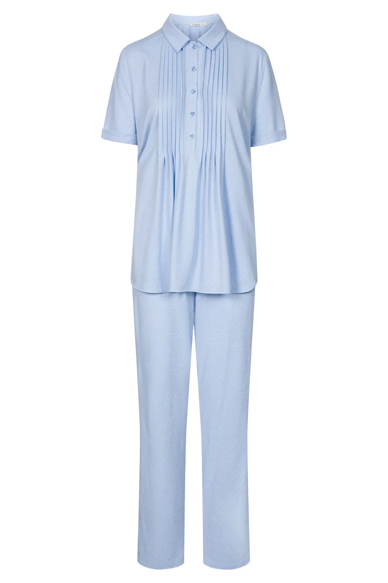 Py, 1/2 sleeve, pants 1/1, button p, Skyblue