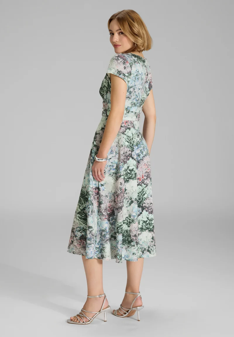 Cocktailkleid aus floral bedrucktem Scuba
