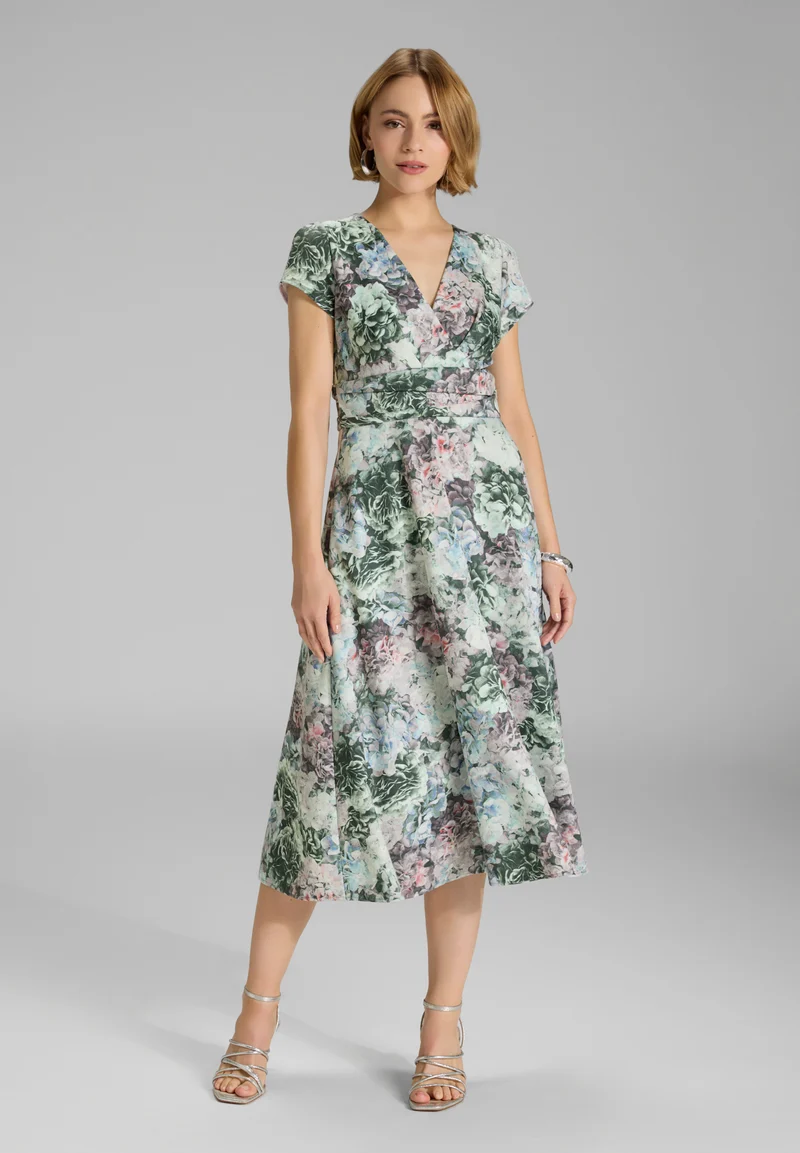 Cocktailkleid aus floral bedrucktem Scuba