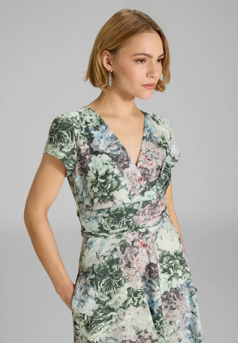 Cocktailkleid aus floral bedrucktem Scuba