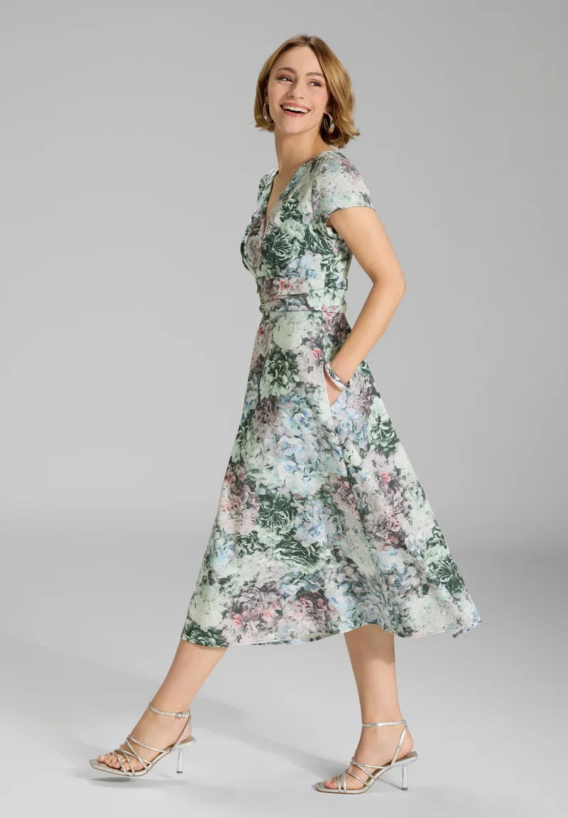 Cocktailkleid aus floral bedrucktem Scuba