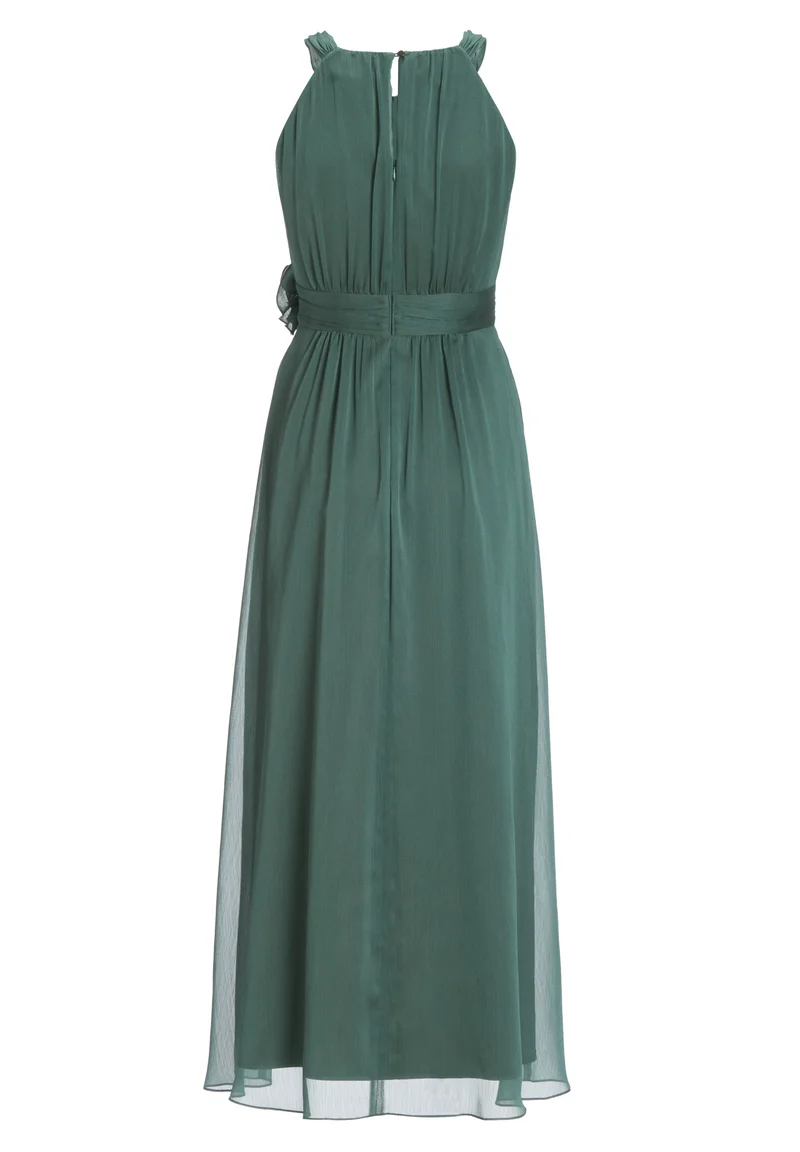 Abendkleid aus Chiffon mit Vokuhila Saum und Stoffblüte