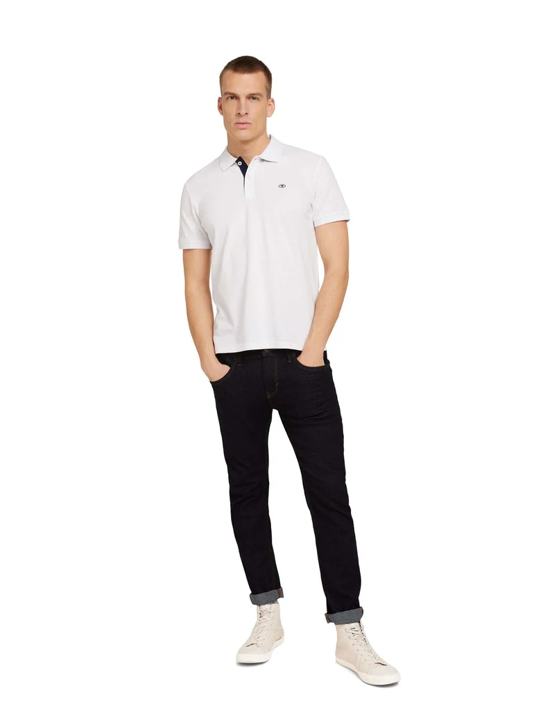 basic polo with contrast, White