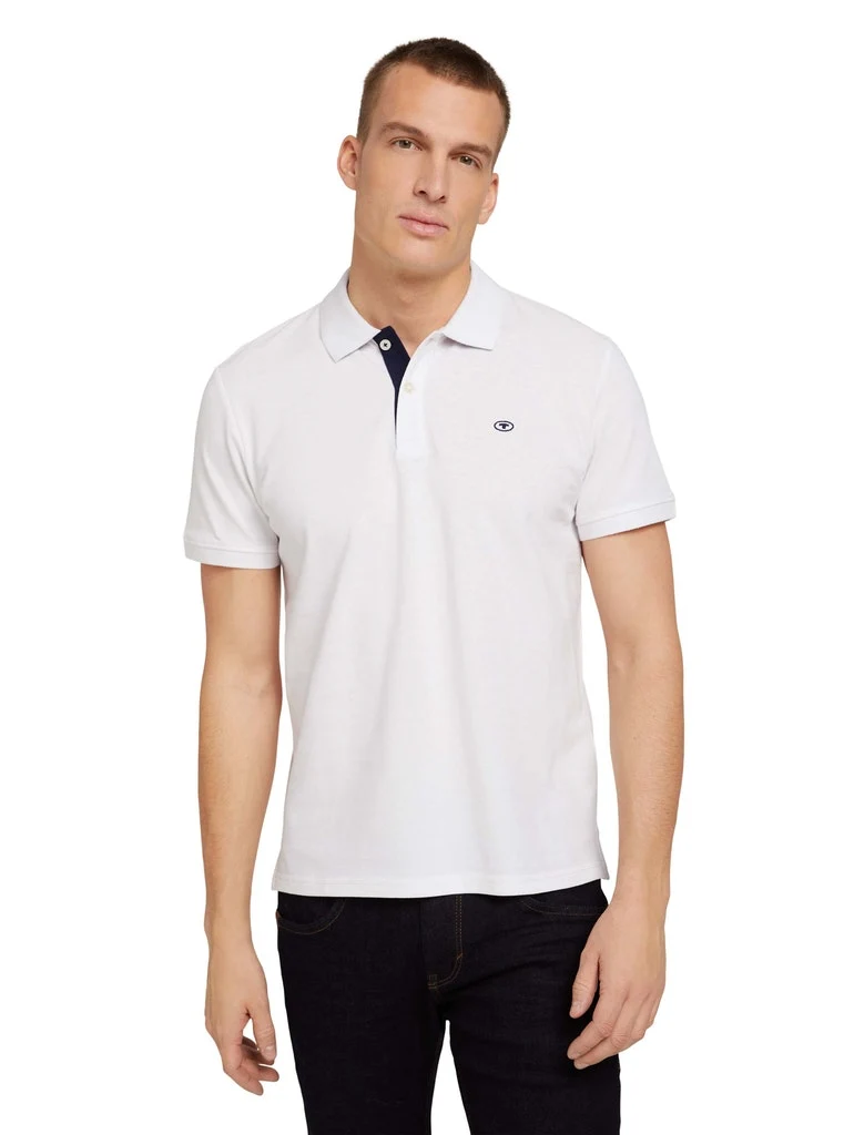 basic polo with contrast, White