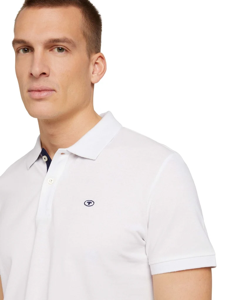 basic polo with contrast, White
