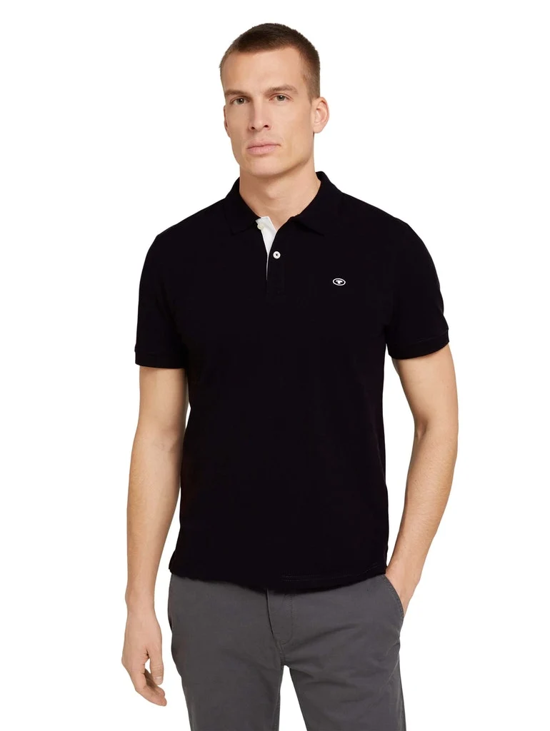 basic polo with contrast, Black