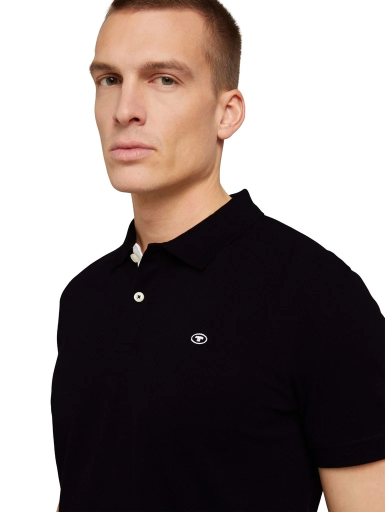 basic polo with contrast, Black