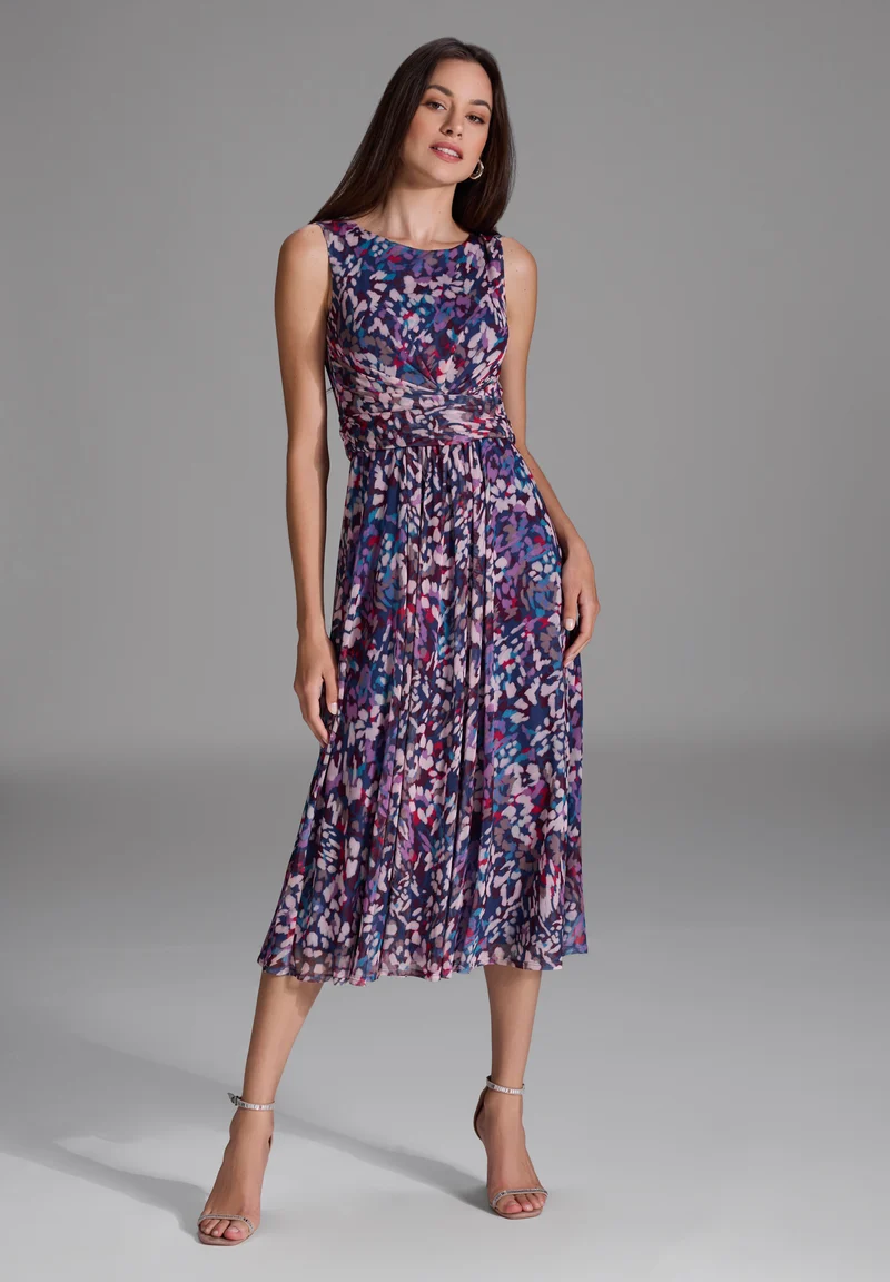 Getupftes Mesh Kleid mit Twist Detail
