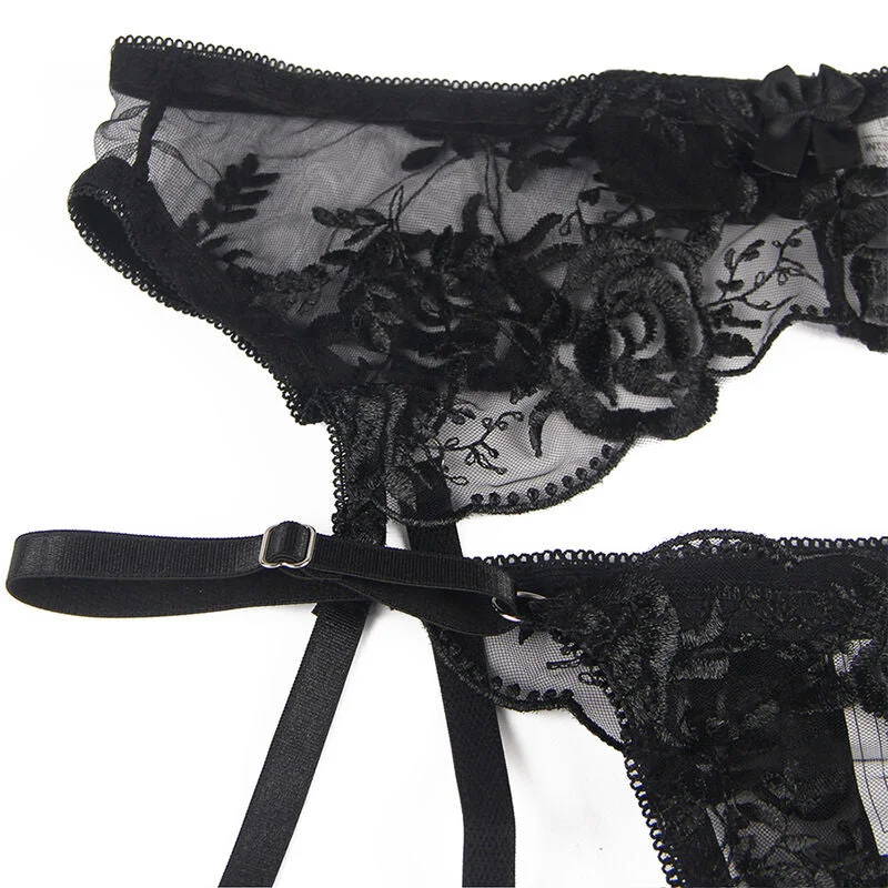 SUBBLIME: 3-teiliges Set mit schwarzer Blumenspitze