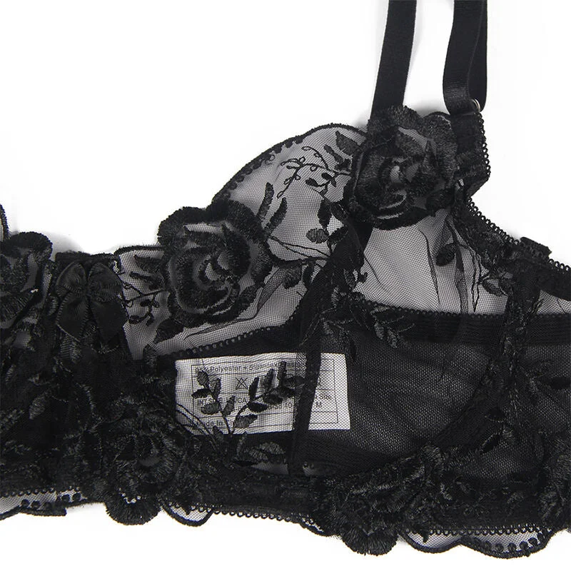 SUBBLIME: 3-teiliges Set mit schwarzer Blumenspitze