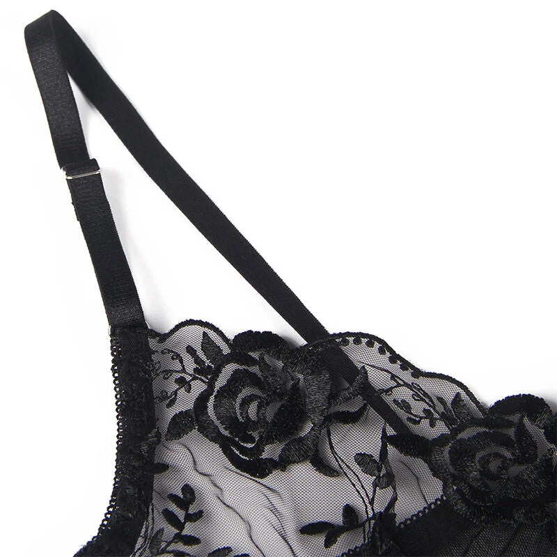 SUBBLIME: 3-teiliges Set mit schwarzer Blumenspitze