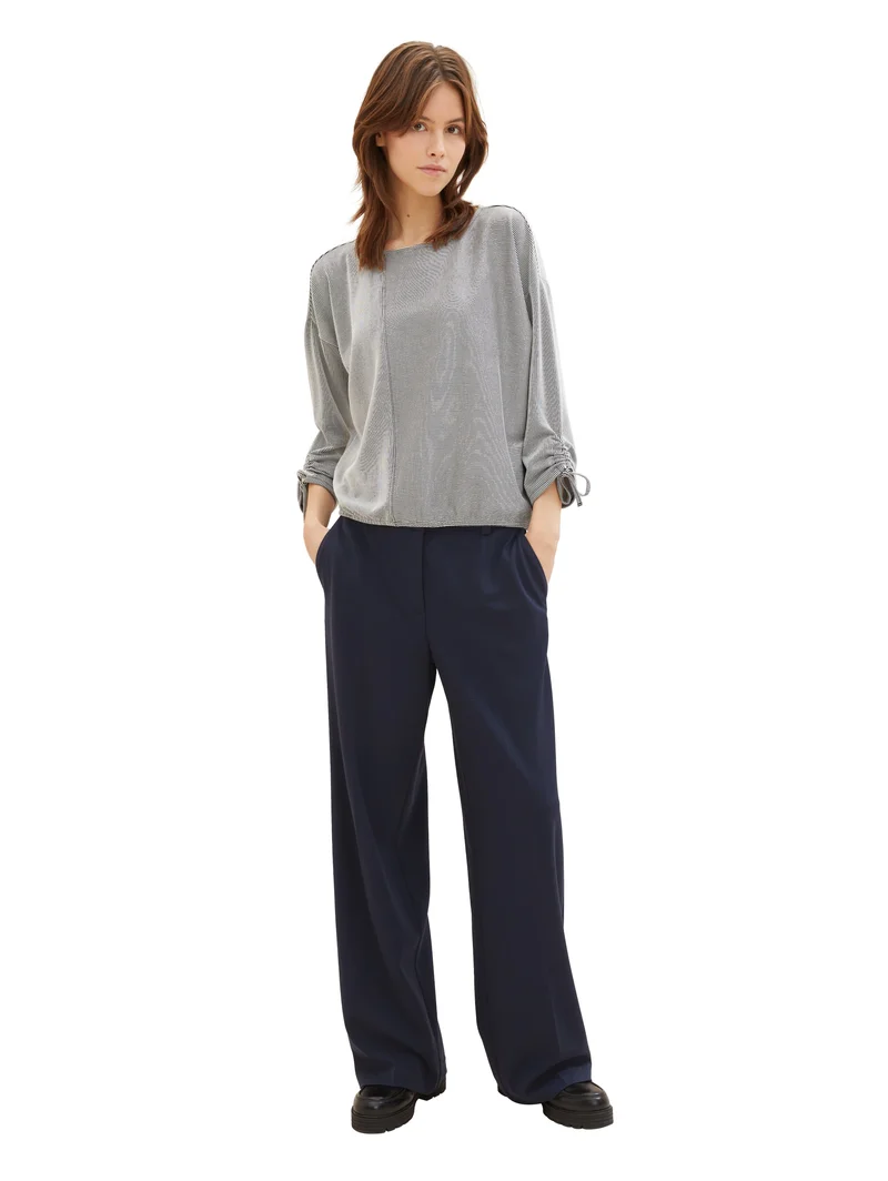Loose Fit Langarmshirt mit Raffärmeln