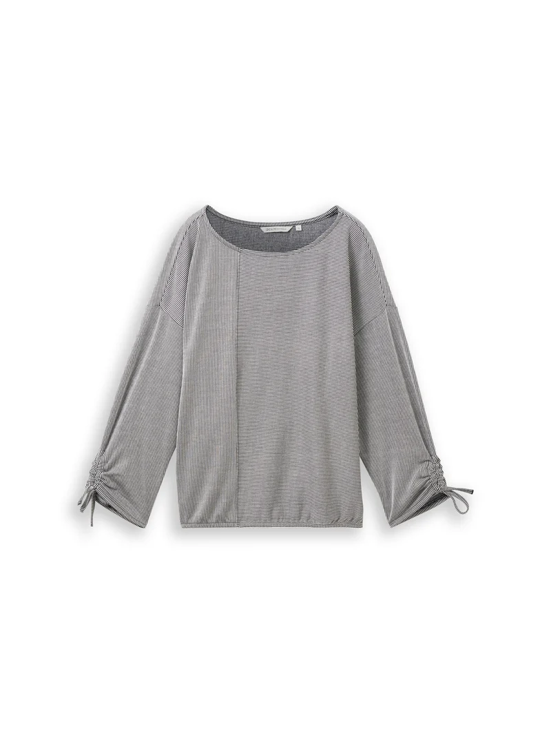 Loose Fit Langarmshirt mit Raffärmeln