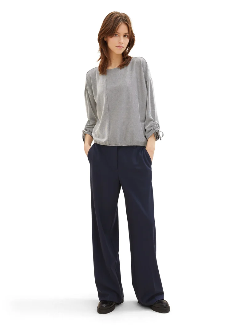 Loose Fit Langarmshirt mit Raffärmeln