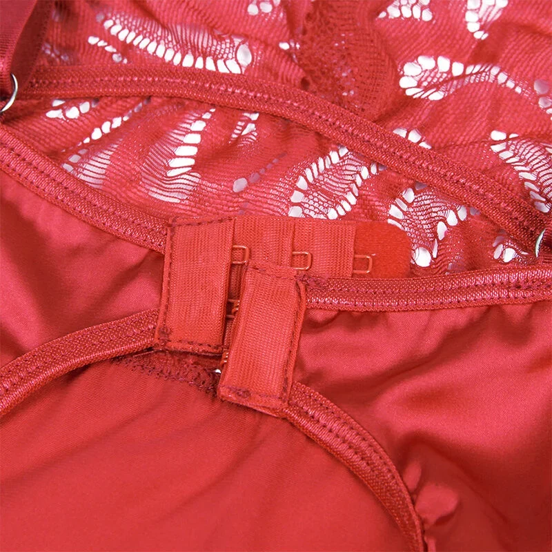 SUBBLIME - SATIN-BABYDOLL MIT SPITZE ROT
