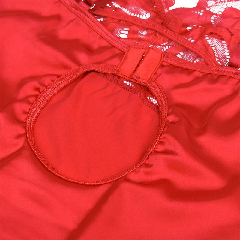 SUBBLIME - SATIN-BABYDOLL MIT SPITZE ROT