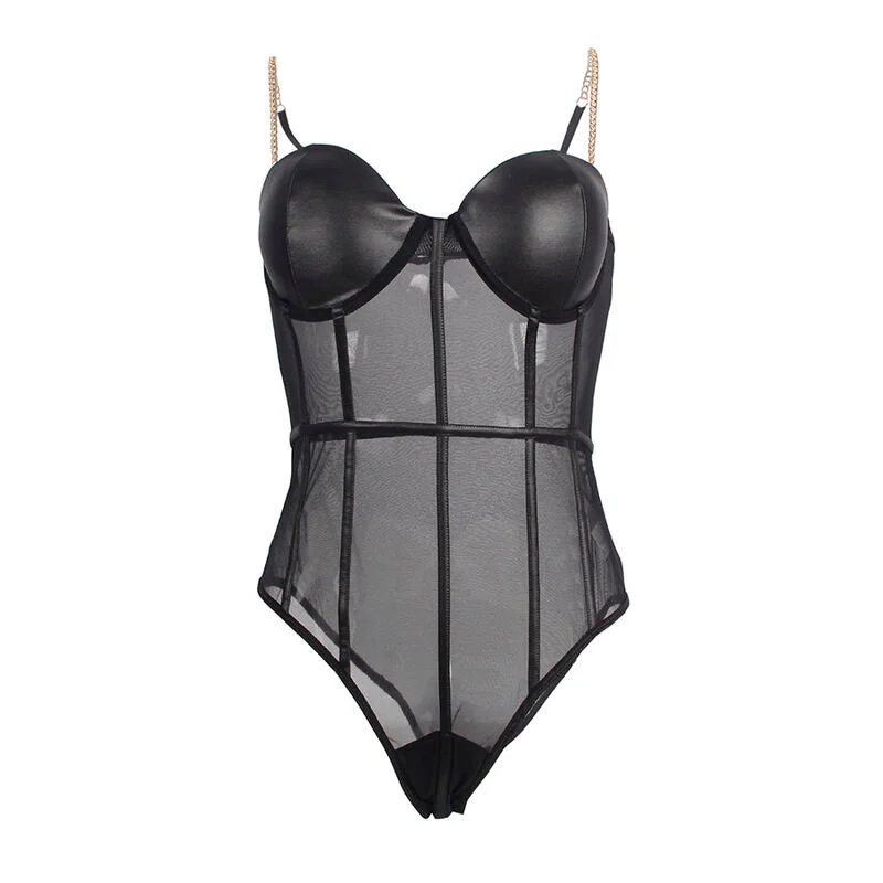 Mystique Noir - Eleganter Body mit Kettenträgern