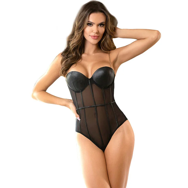 Mystique Noir - Eleganter Body mit Kettenträgern