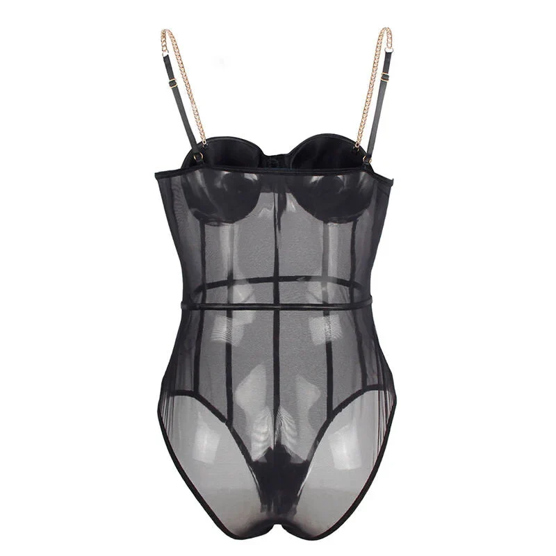 Mystique Noir - Eleganter Body mit Kettenträgern