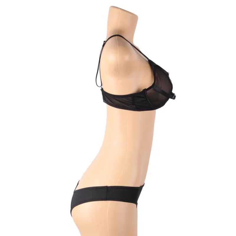 Verführerisches Set: Transparenz-BH & Streifen-Slip