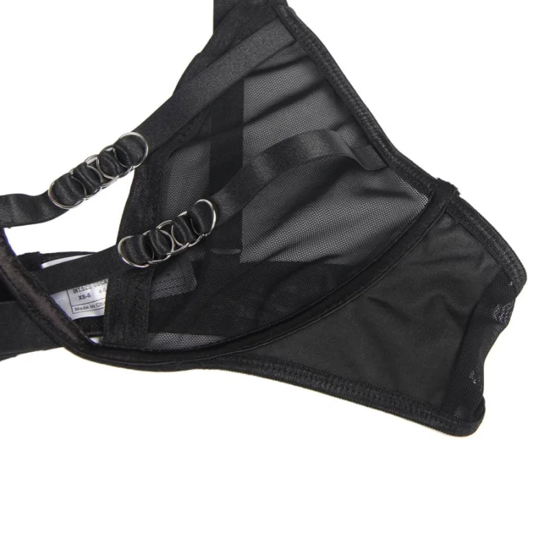 Verführerisches Set: Transparenz-BH & Streifen-Slip