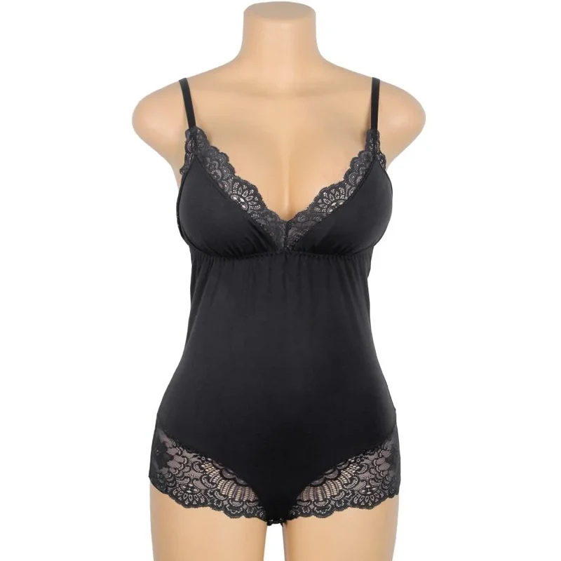 Blütenzauber Body – Eleganz - Schwarz L/XL